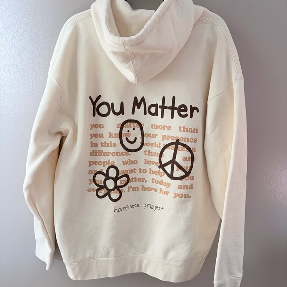 Happiness Project "You Matter" Cream Graphic Hoodie XL - Picture 4 of 9